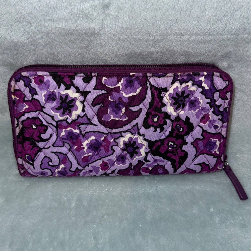 Vera Bradley Purple Floral Zip Wallet - Picture 3 of 11